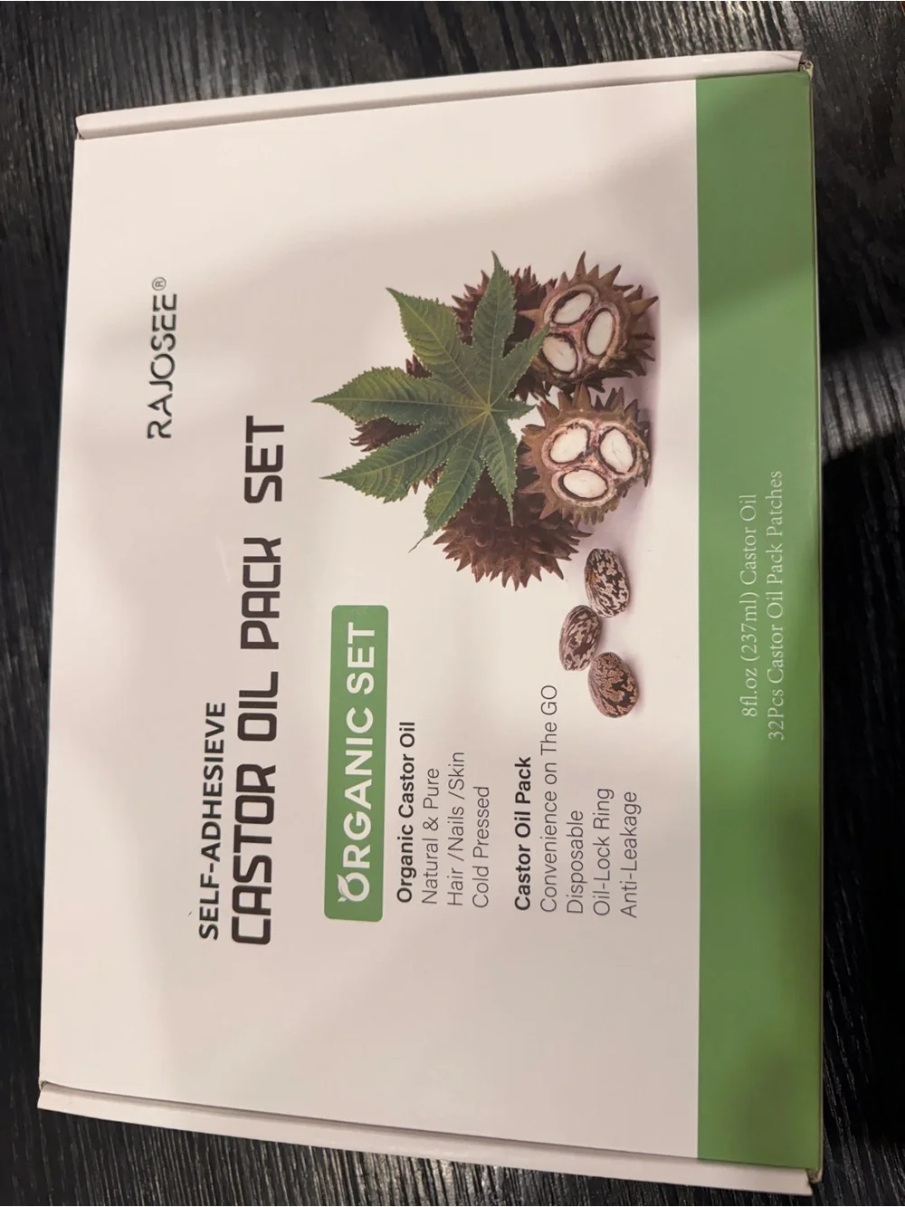 Rajosee Organic Castor Oil with Beige Reusable Pads